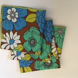 Floral Patterned Napkins - Blue, Green, and Brown
